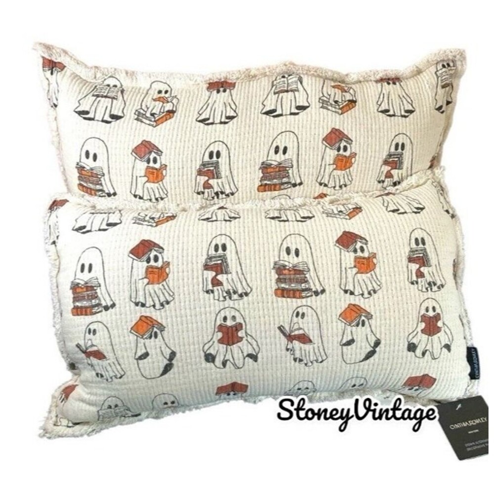 Viral Ghost Reading Books Throw Pillow Set of 2